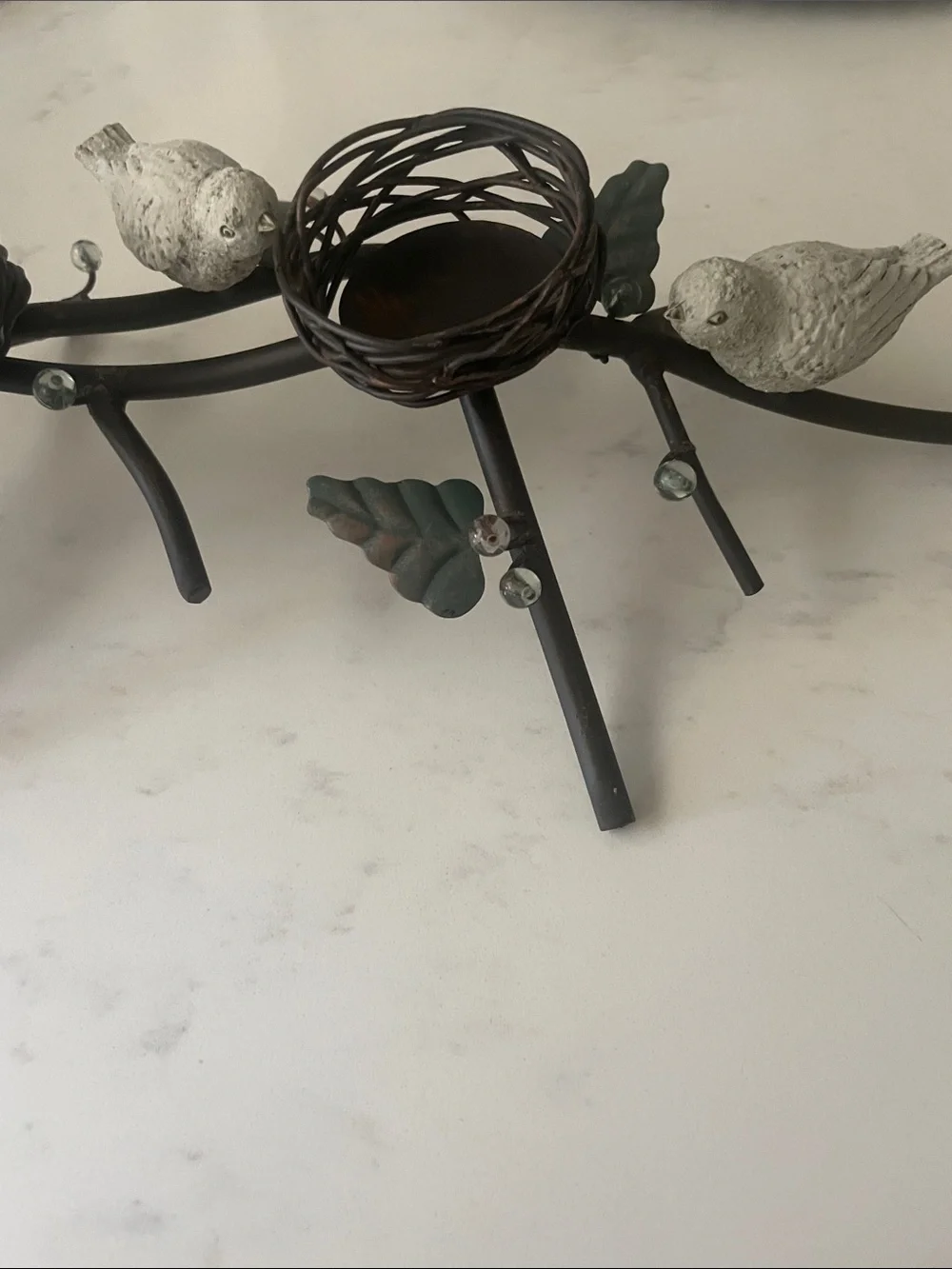 Bird Nest Tealight Centerpiece in Brown and White